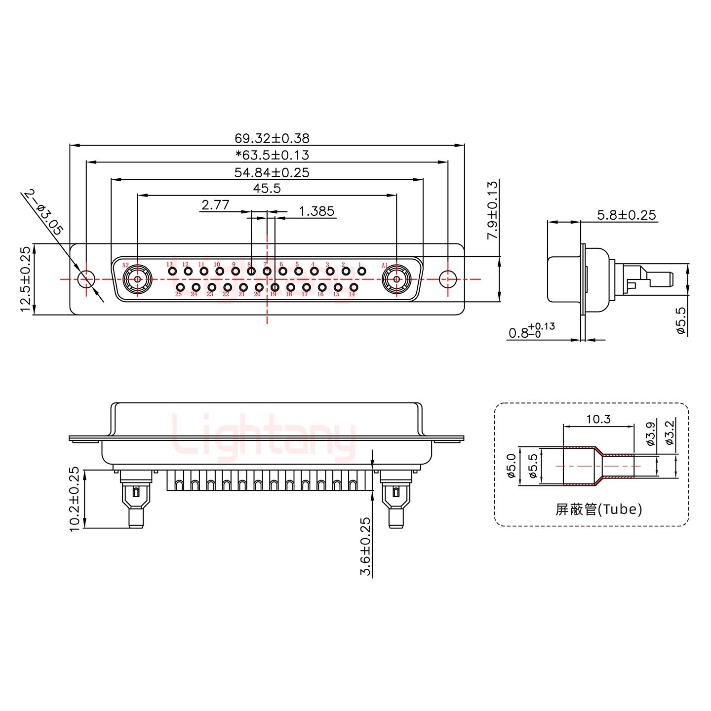27W2母頭焊線+防水接頭/線徑5~11mm/射頻同軸75歐姆