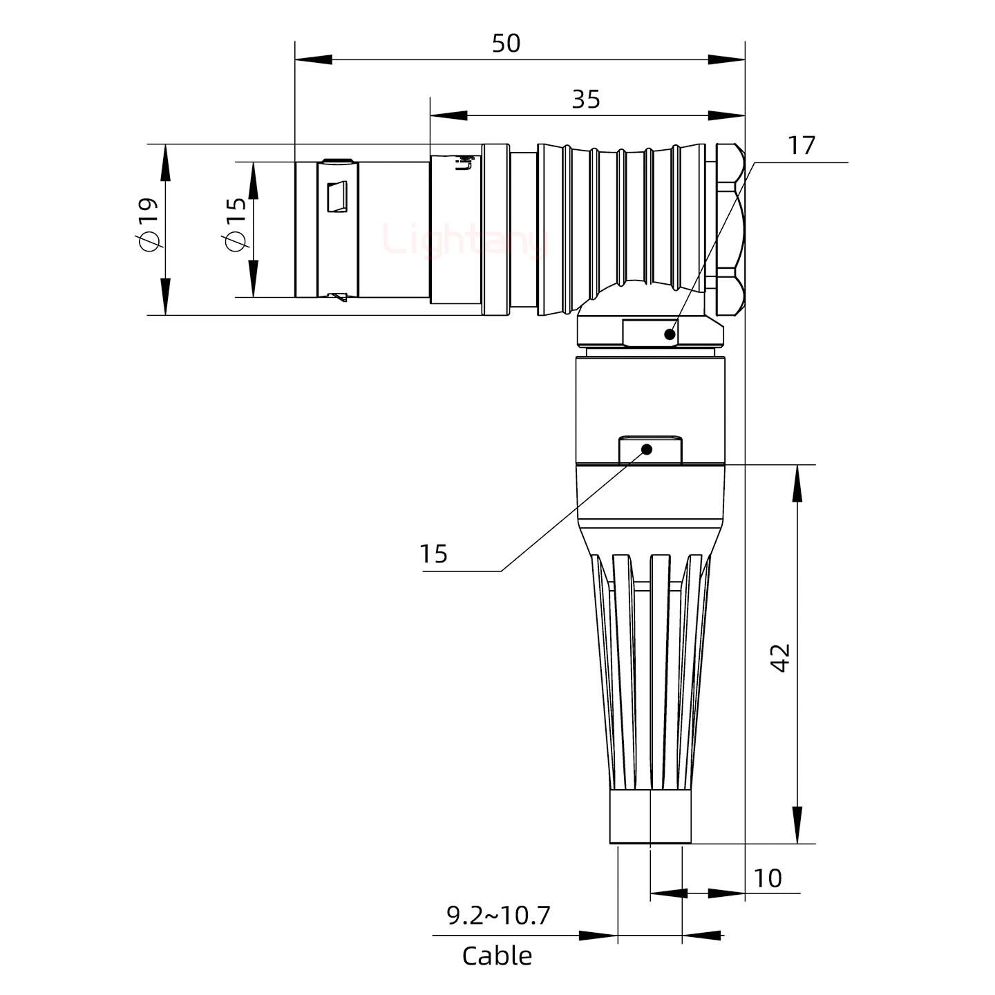 FHG.3B.009.CLAD10Z帶護套彎式插頭
