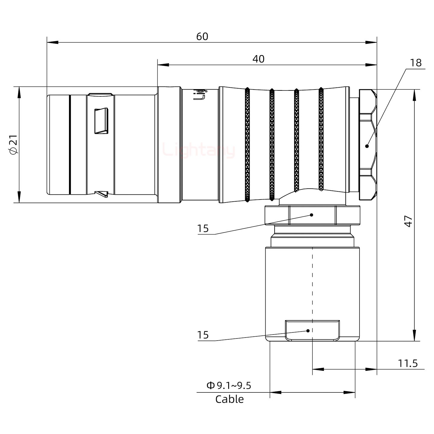 FHG.3K.003.CLAC95推拉自鎖彎式插頭